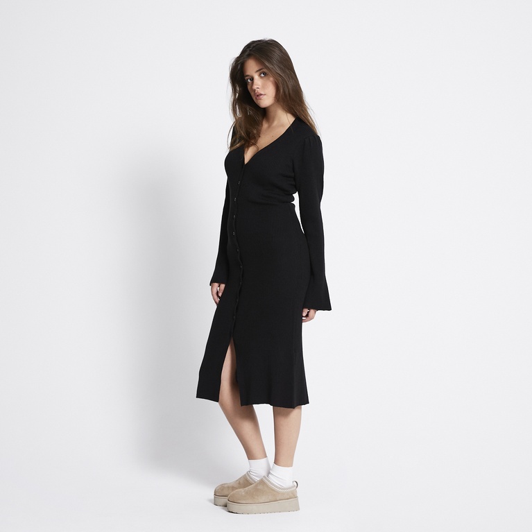 Ribbed knit cardigan dress "Mindy" Black